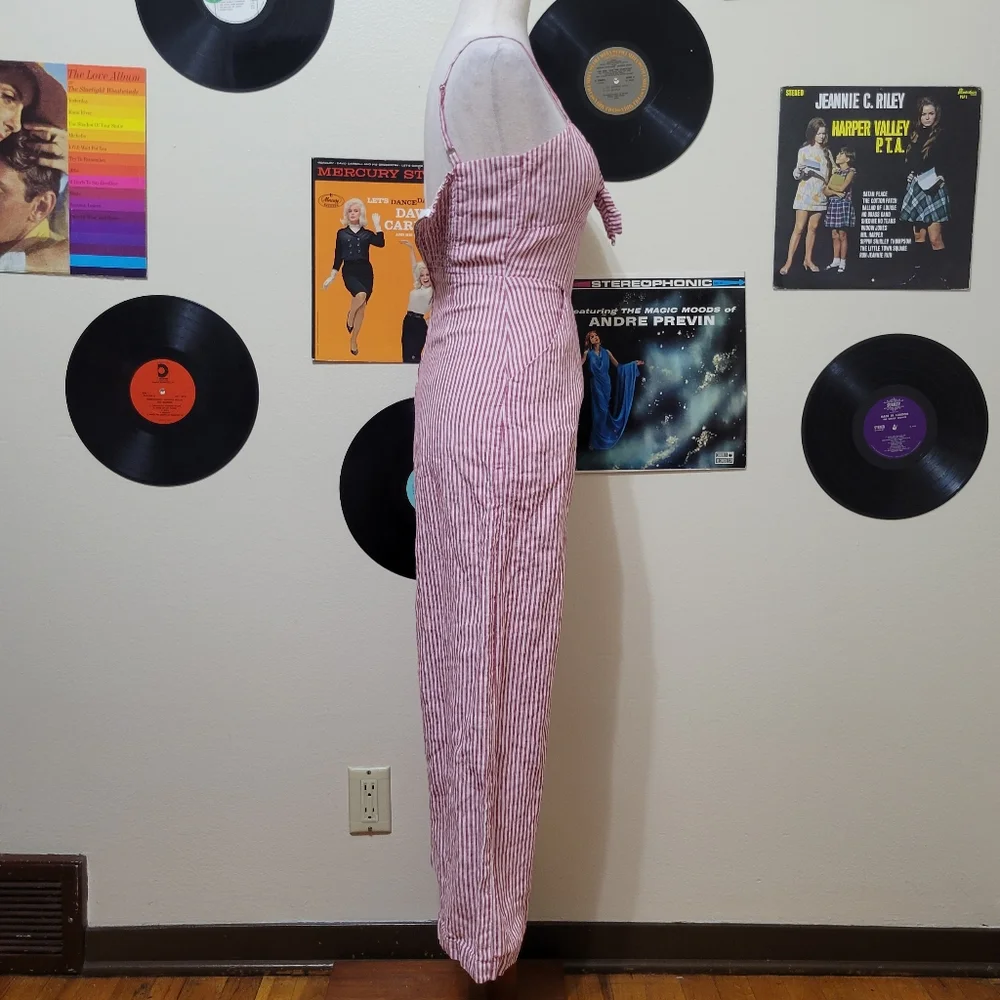 Reformation | Red & White Striped Linen Wide Leg Jumpsuit